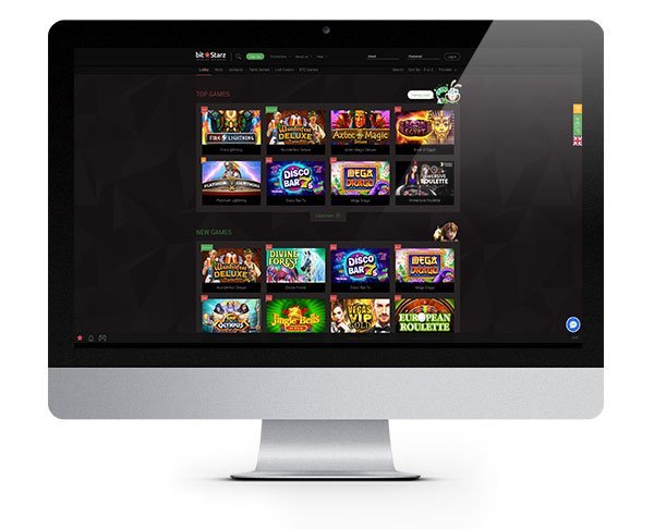 Startseite des BitStarz Casino-Screenshots